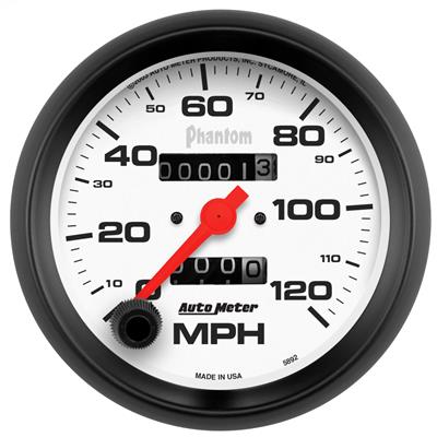 AutoMeter Speedometer, Phantom Series, 0-120 mph, 3 3/8 in., Analog, Mechanical, Each - 5892