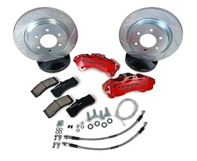 Baer Disc Brake Systems Disc Brakes, 6T Caliper, Front, Slotted Rotors, 6-piston Black Calipers - 4011003B2