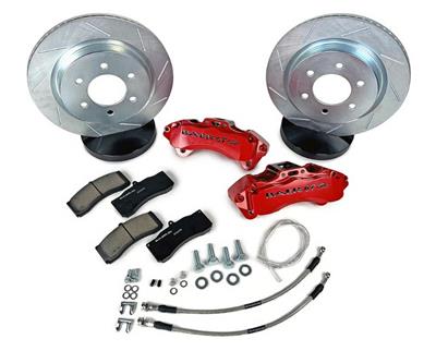Baer Disc Brake Systems Disc Brakes, 6T Caliper, Front, Slotted Rotors, 6-piston Red Calipers - 4261637R2