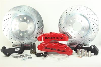 Baer Disc Brake Systems Disc Brakes, Pro, Front, Cross-drilled/Slotted Surface Rotors, 6-piston Red - 4301299R
