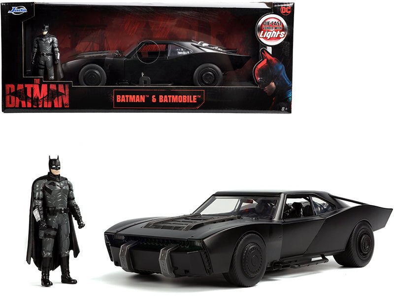 Rapid Vehicles Batmobile Matt Black with Lights with Batman Diecast Figurine "The Batman" (2022)...