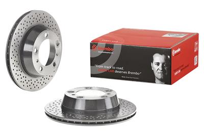 Brembo Brake Rotor, Brembo, Vented, Cross-Drilled Surface, 11.77 in. Diameter, Iron, UV-Coated - 09899811