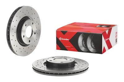 Brembo Brake Rotor, Brembo, Vented, Cross-Drilled Surface, 11.81 in. Diameter, Iron, UV-Coated - 0994682X