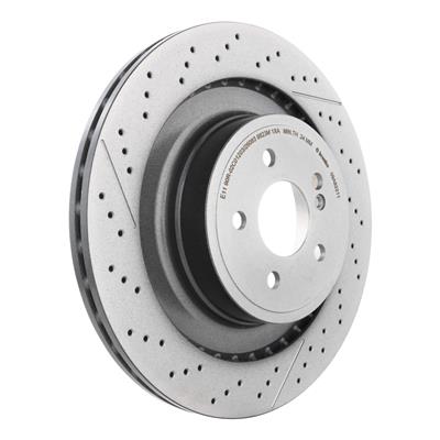 Brembo Brake Rotor, Brembo, Vented, Cross-Drilled and Slotted Surface, 14.17 in. Diameter, Iron - 09A82211