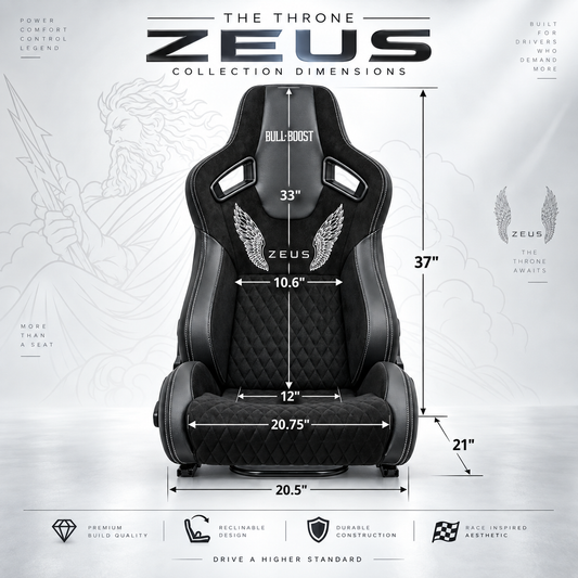 ZUES Collection Black Bull Boost Reclinable Adjustable Racing Bucket Seat