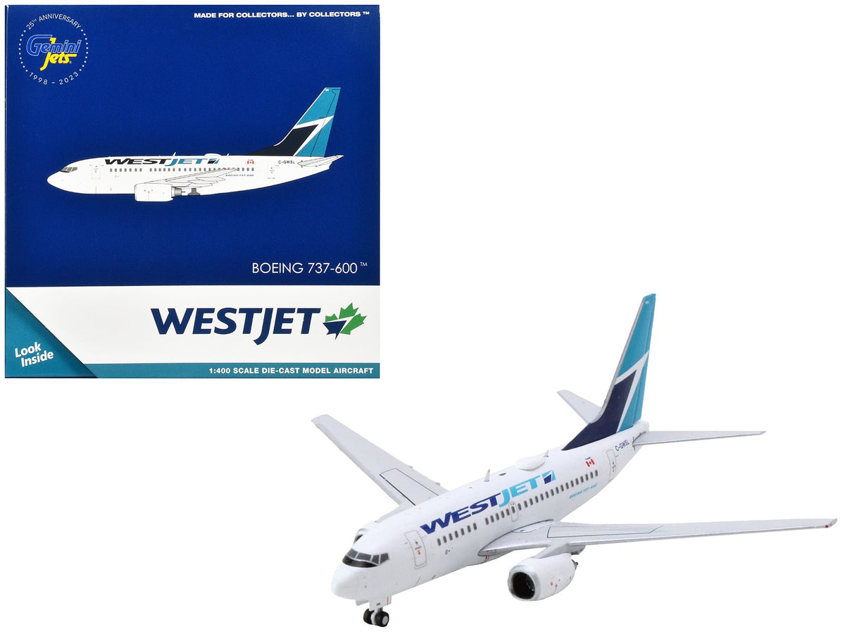 Rapid Vehicles Boeing 737-600 Commercial Aircraft "Westjet Airlines" (C-GWSL) White with Blue...