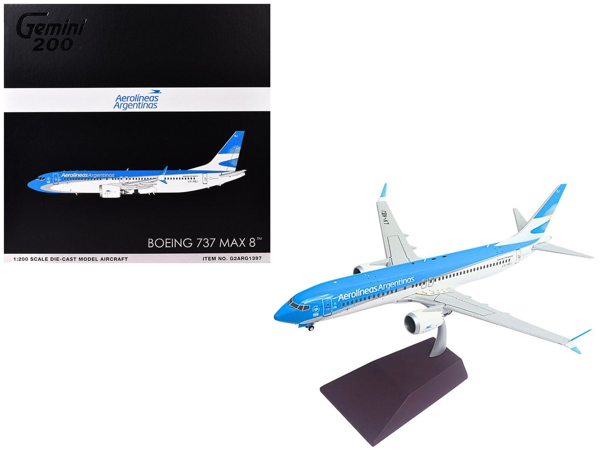 Rapid Vehicles Boeing 737 MAX 8 Commercial Aircraft "Aerolineas Argentinas" (LV-KEJ) White and...