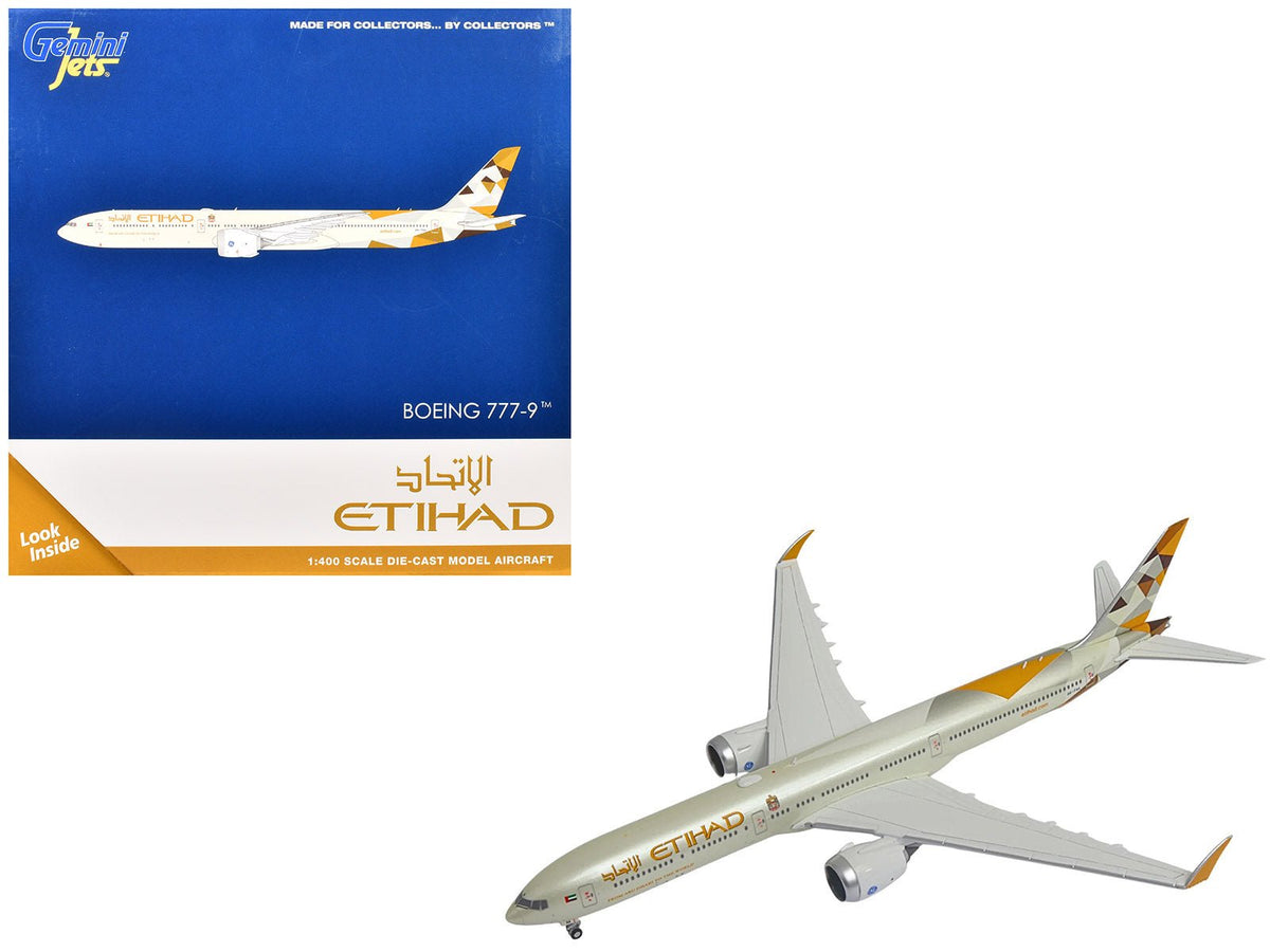 Rapid Vehicles Boeing 777-9 Commercial Aircraft "Etihad Airways" (A6-FAA) Beige with Tail...