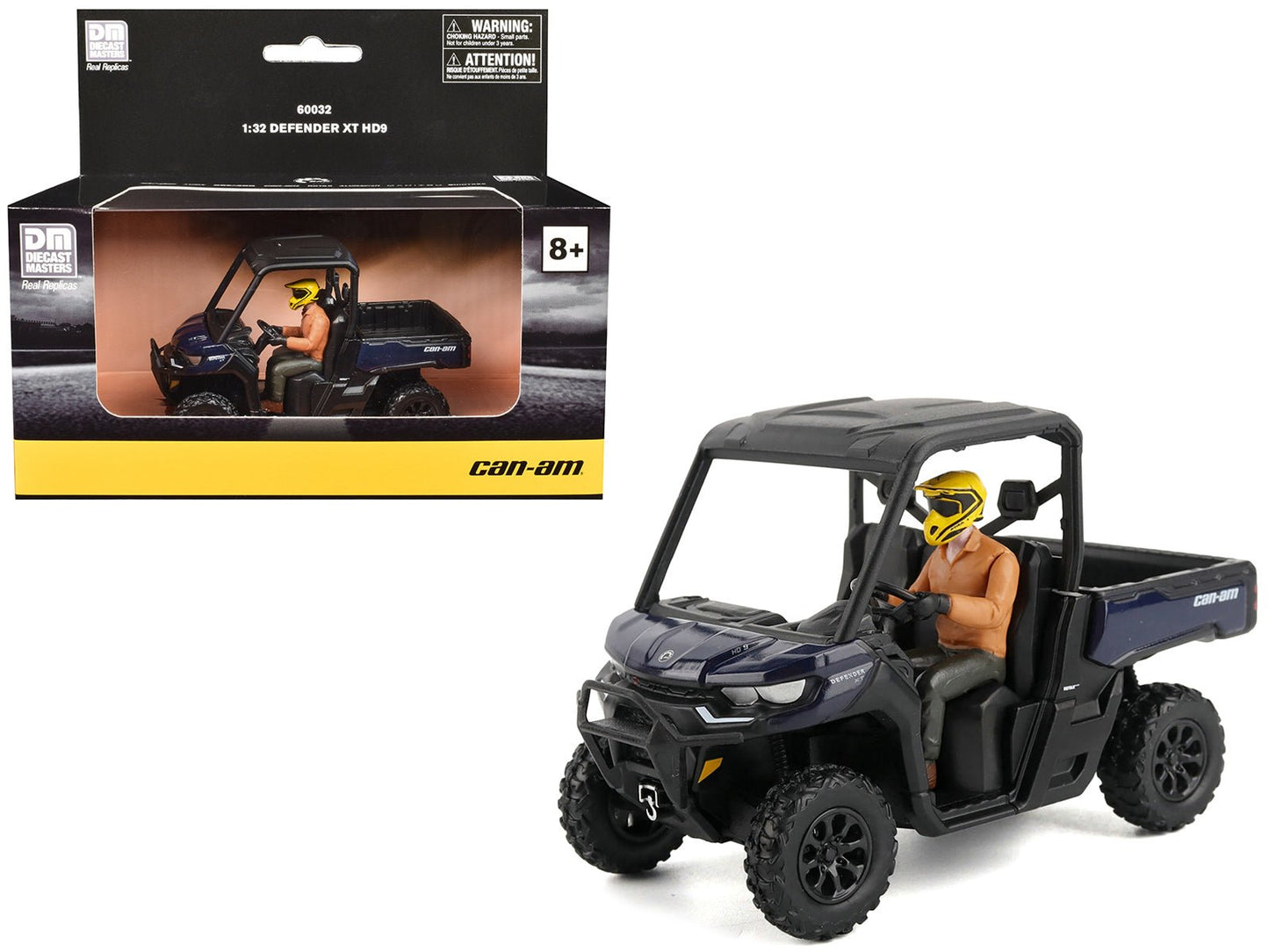 Can-Am Defender XT HD9 Navy Blue and Black with Driver Figure 1/32 Diecast Model by BRP Models free shipping USA