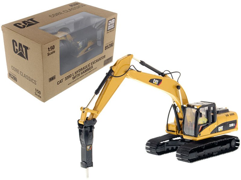 CAT Caterpillar 320D L Hydraulic Excavator with Hammer and Operator "Core Classics Series" 1/50 Diecast Model by Diecast Masters free shipping USA