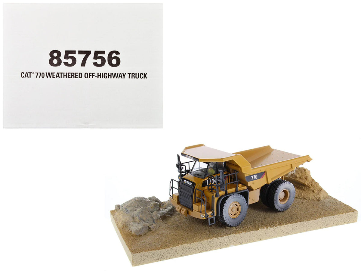 Rapid Vehicles CAT Caterpillar 770 Off-Highway Truck Yellow (Weathered) with Operator "Weathered"...