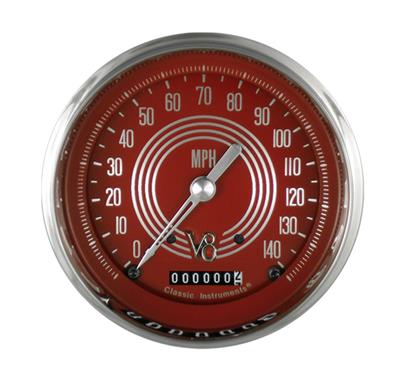 Classic Instruments V8 Red Steelie Series Gauges - V8RS56SLC
