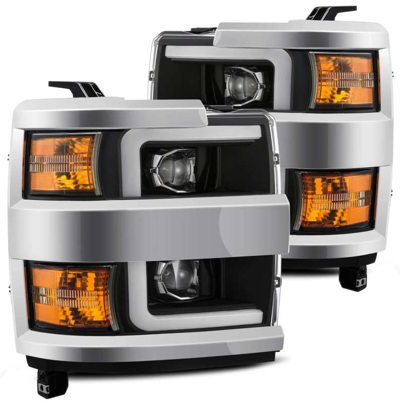 AlphaRex 15-19 Chevy 2500HD PRO-Series Proj Headlights Plank Style Black w/Chrome Acc w/Activ Light 880215 *Discontinued