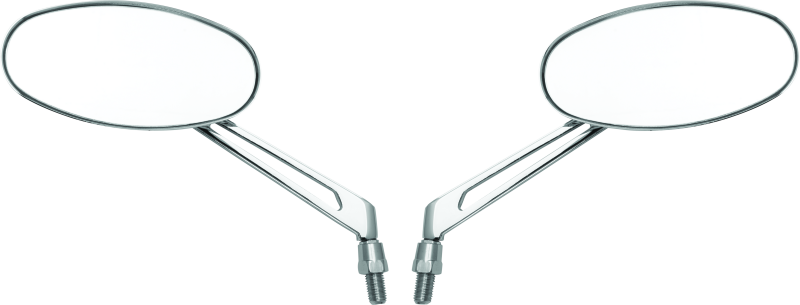 BikeMaster Oval Mirror Machined Arm w/10mm/Yam 10mm/HD Adapters - Pair - Chrome 600806