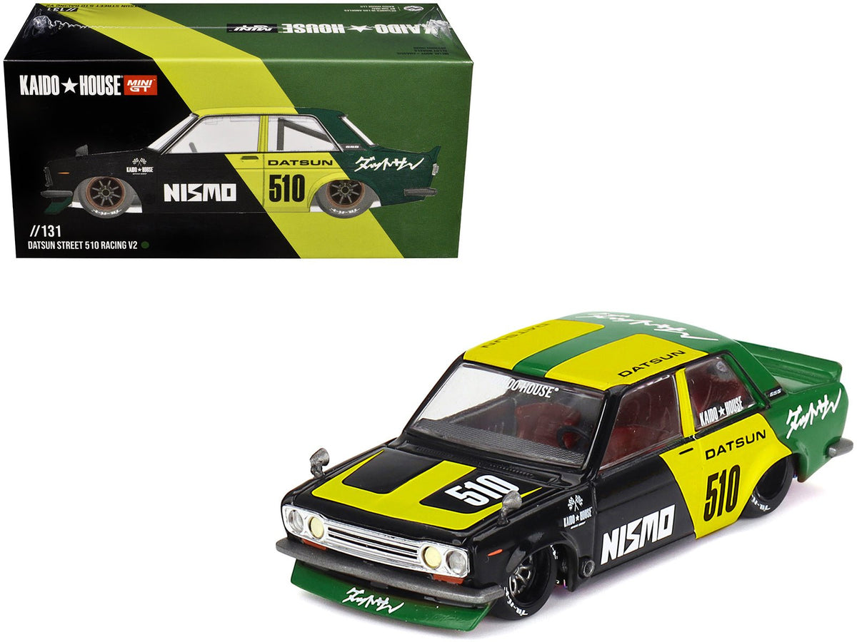Rapid Vehicles Datsun Street 510 "Racing V2" Black and Green with Yellow Accents (Designed by Jun...