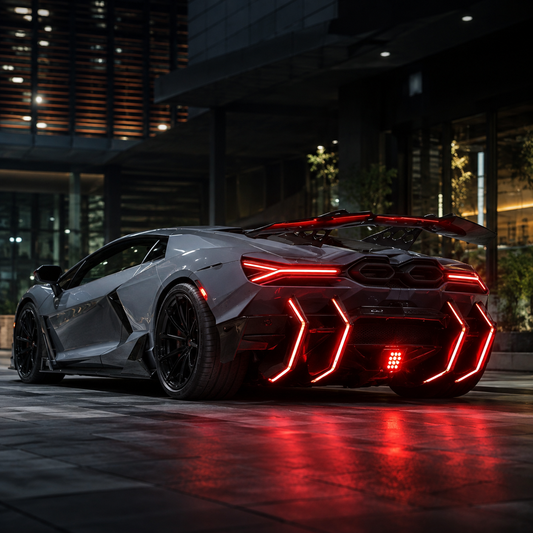Aggressive Dry Carbon LED Bumper Diffuser for Lamborghini Revuelto SV