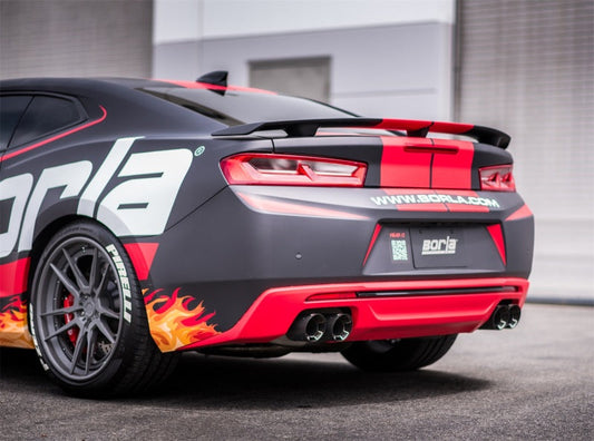FR SPORT Borla 16-17 Chevy Camaro 6.2L 4in Dual Carbon Fiber Tips Dual Split Exit S-Type Catback...