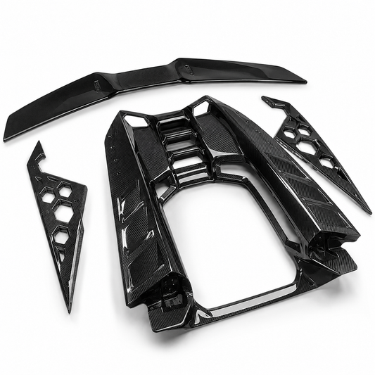 DF Upgrade Dry Carbon Fiber Engine Deck Rear Spoiler Wing Kit for Lamborghini Revuelto