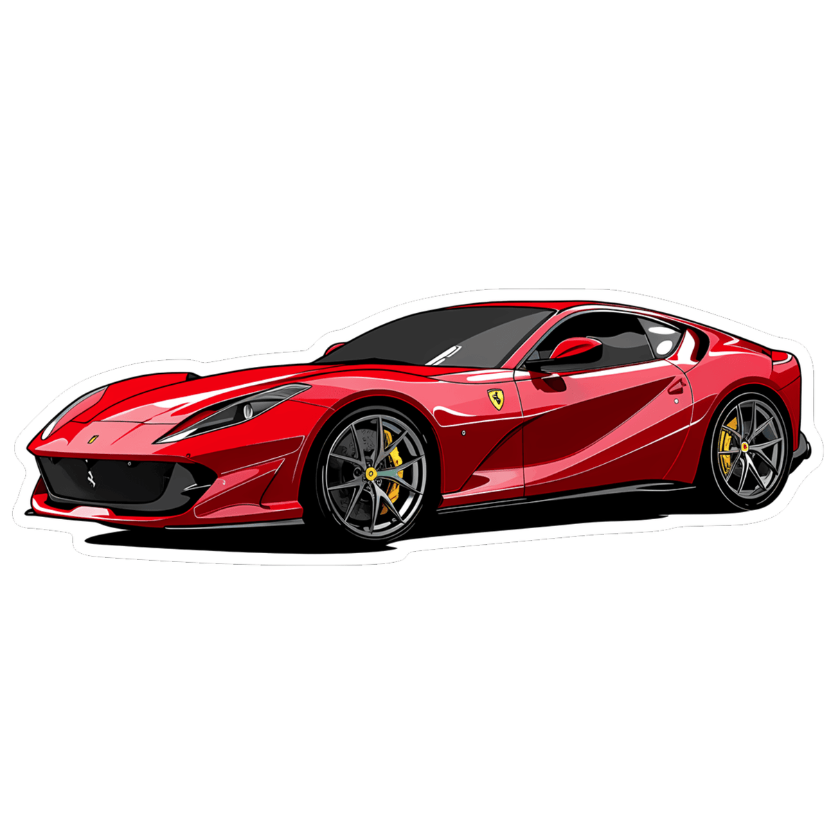 Ferrari Cartoon-Style Vinyl Decal / Sticker, Red