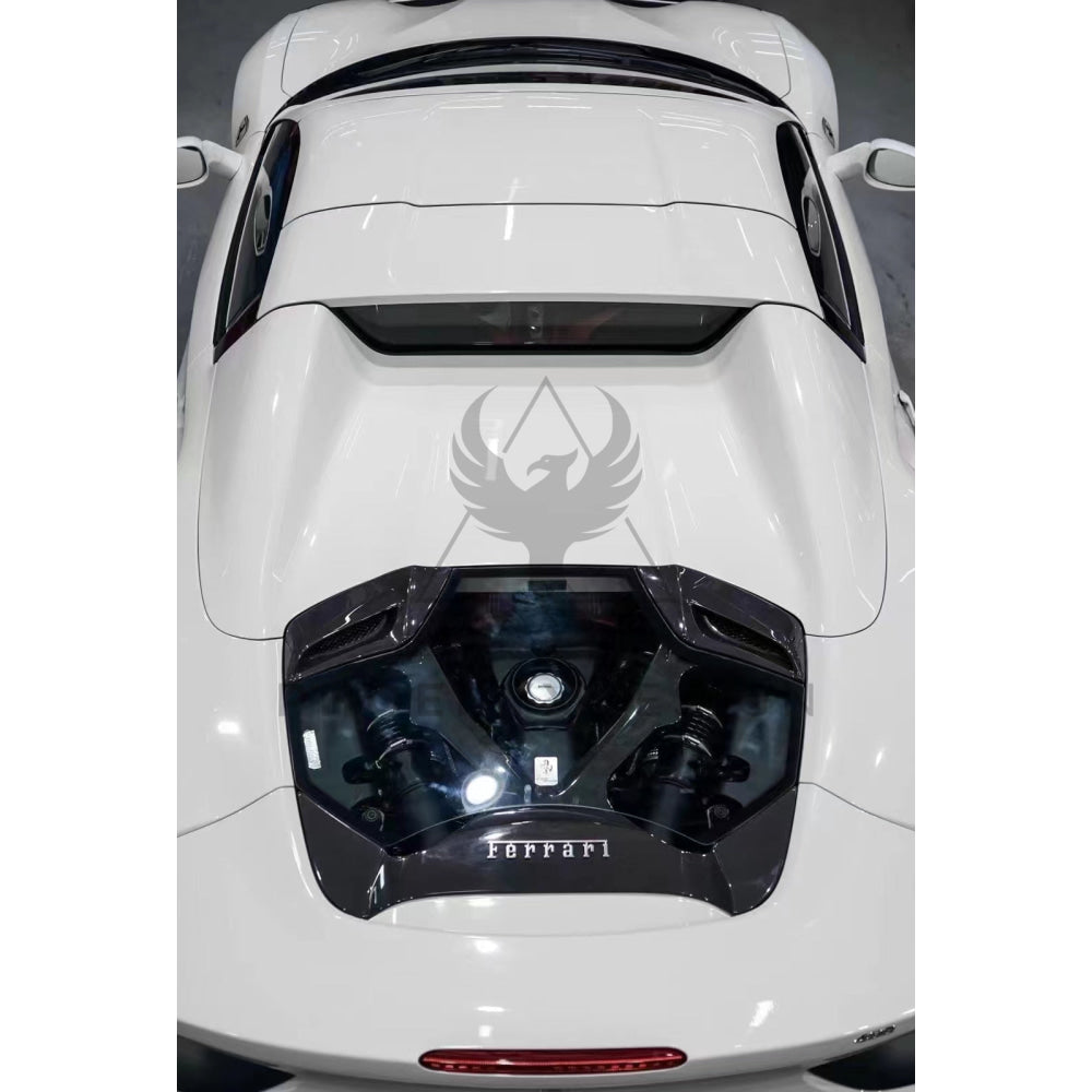 Ferrari 488 Spider | Phoenyx Design Carbon Fiber Engine Bay Cover with Glass
