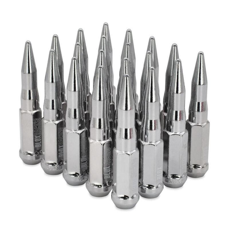 BLOX Racing Original Spike Forged Lug Nut 14x1.5mm - Chrome 20 Piece BXAC-00166-20