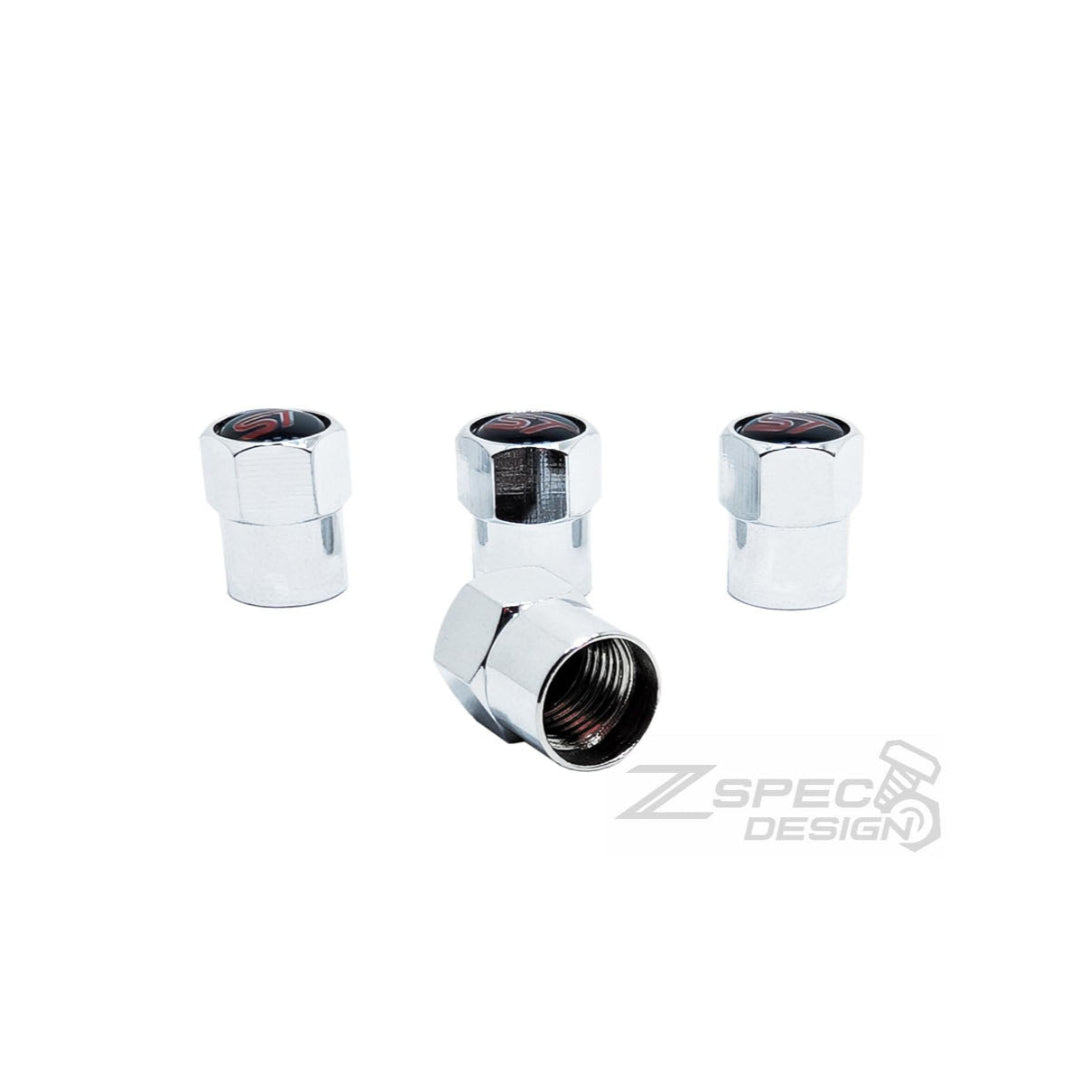 Chrome Valve Stem Tire Caps, "ST" style, for Focus, Fiesta others