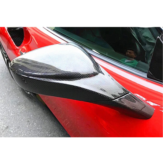 C Style Carbon Fiber Side Mirror Caps for Ferrari 488 GTB Spider