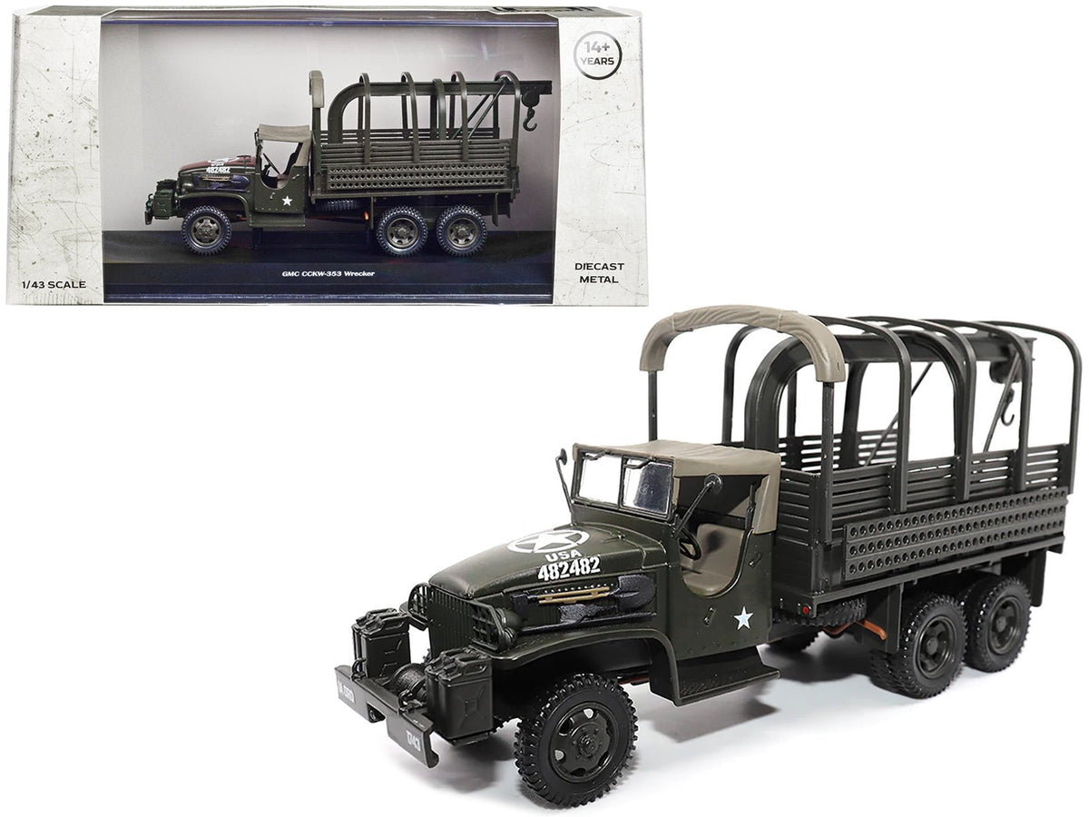 Rapid Vehicles GMC CCKW353 Wrecker Tow Truck Olive Drab "United States Army" 1/43 Diecast Model...