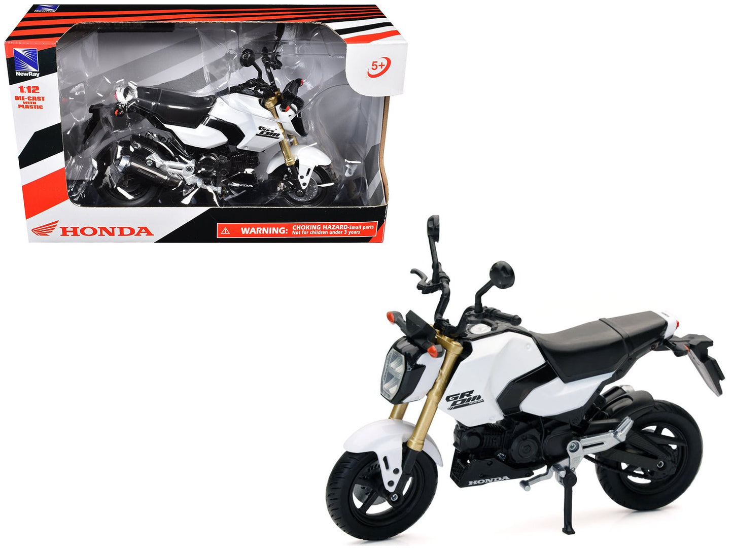 Honda GROM Motorcycle White 1/12 Diecast Model by New Ray free shipping USA