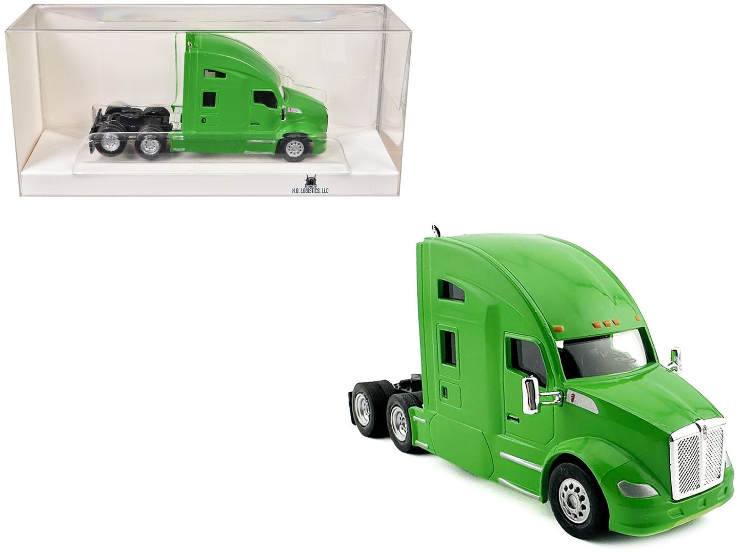Kenworth T680 Sleeper Cab Lime Green 1/87 (HO) Plastic Model Car by HO Logistics free shipping USA