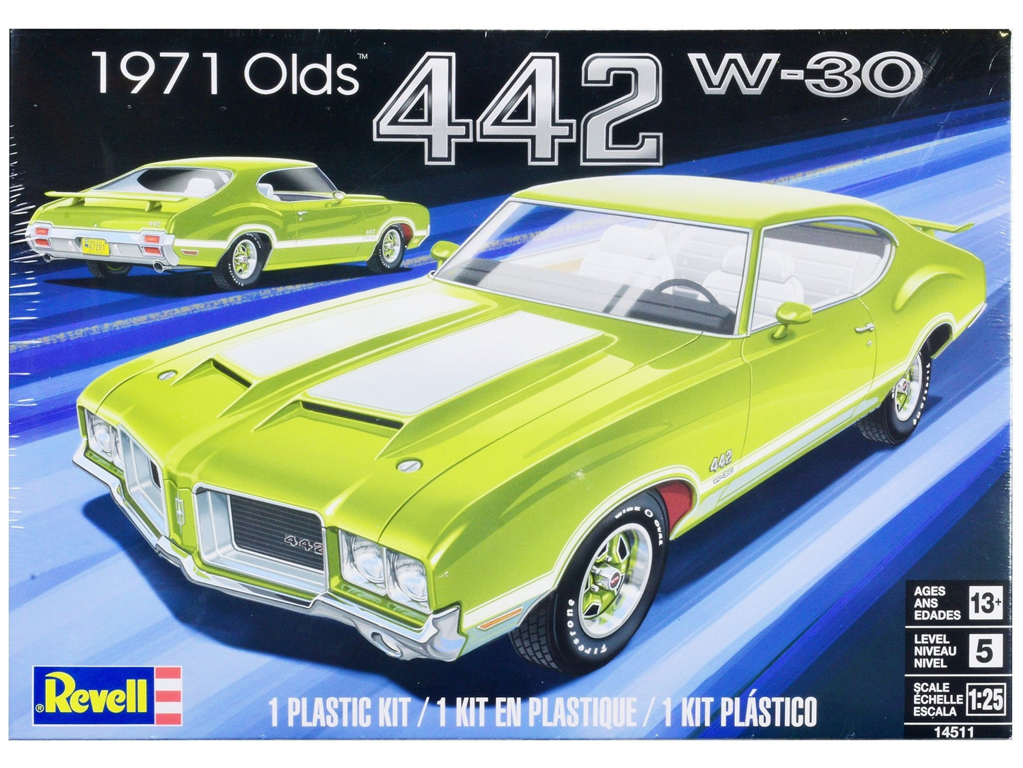Level 5 Model Kit 1971 Oldsmobile 442 W-30 1/25 Scale Model by Revell free shipping USA