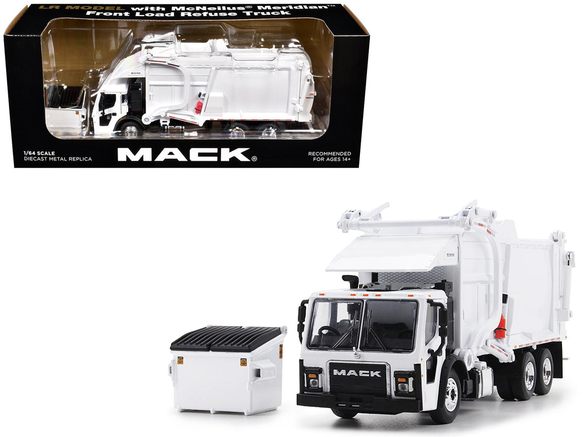 Rapid Vehicles Mack LR Refuse Garbage Truck with McNeilus Meridian Front Loader White with Trash...