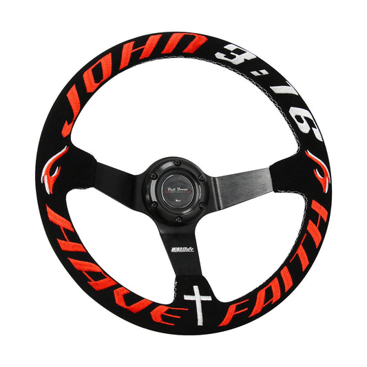 Bull Boost Performance Have Faith Suede Steering Wheel + Hub Adapter Kit For Toyota Corolla,...
