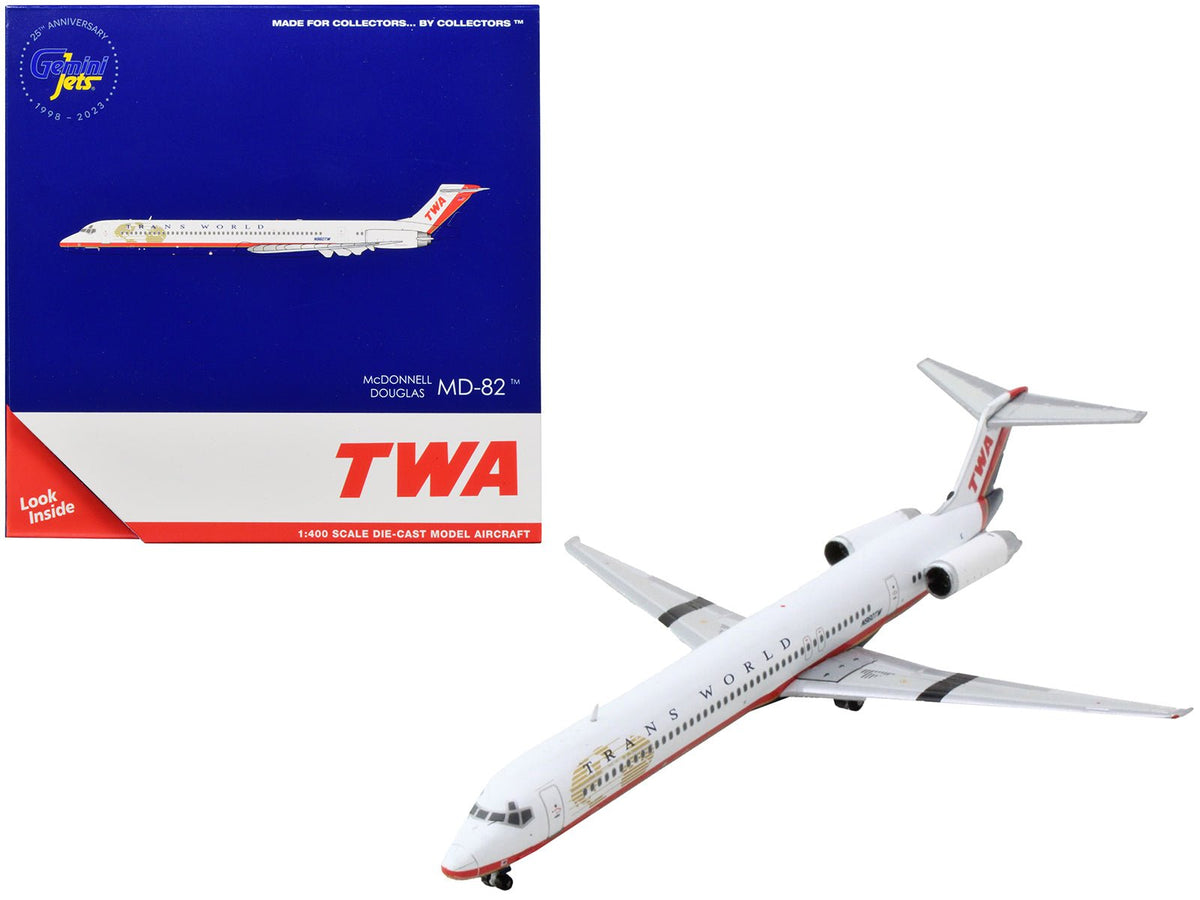 Rapid Vehicles McDonnell Douglas MD-82 Commercial Aircraft "Trans World Airlines" White with Red...