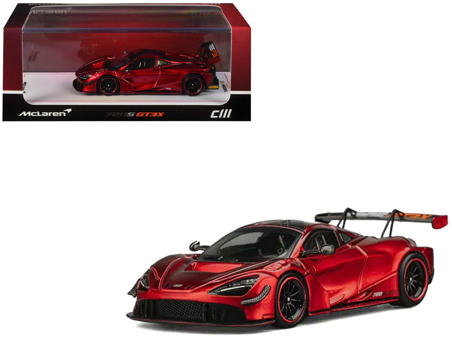 McLaren 720S GT3X Red Metallic 1/64 Diecast Model Car by CM Model free shipping USA