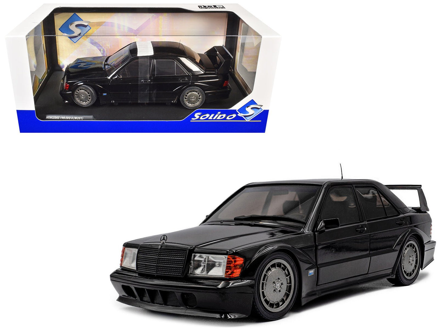 Mercedes Benz 190 Evolution II (W201) "Solido Works" Black 1/18 Diecast Model Car by Solido free shipping USA