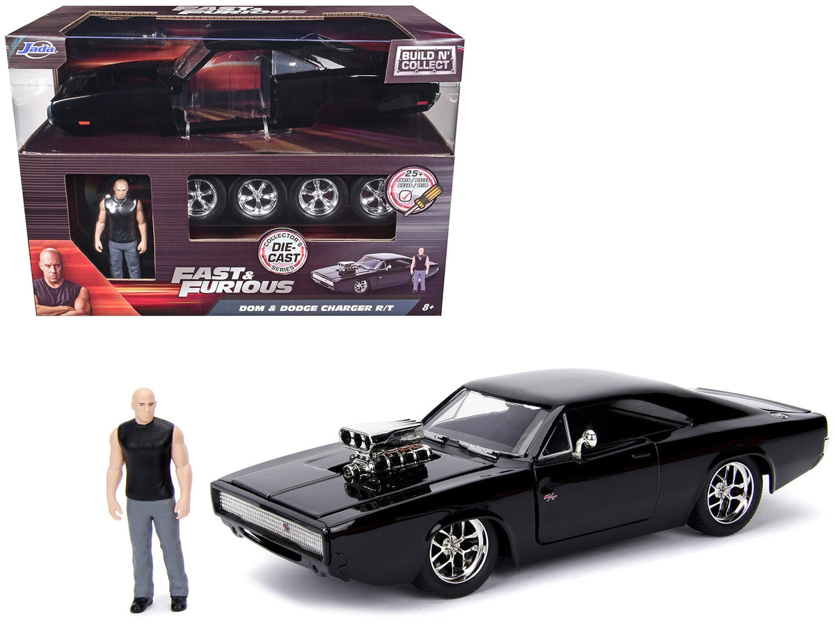 Rapid Vehicles Model Kit Dodge Charger R/T Black and Dom Diecast Figure "Fast & Furious" Movie...