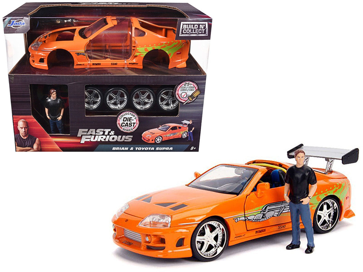 Rapid Vehicles Model Kit Toyota Supra Metallic Orange with Brian Diecast Figure "Fast & Furious"...
