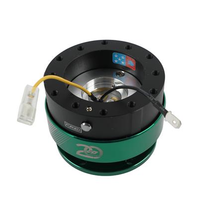 NRG Innovations Quick Release 2.0 - 20 Year Anniversary Black Body/Emerald Ring - SRK200BKEG20