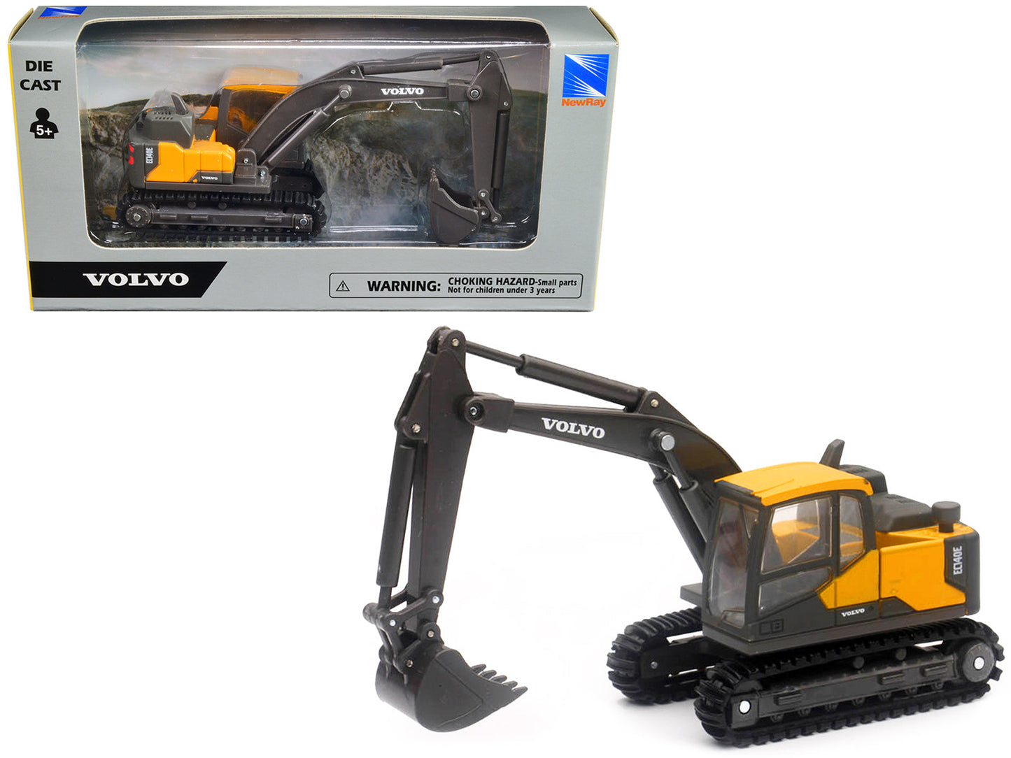 Volvo EC140E Track-Type Excavator Yellow Diecast Model by New Ray free shipping USA