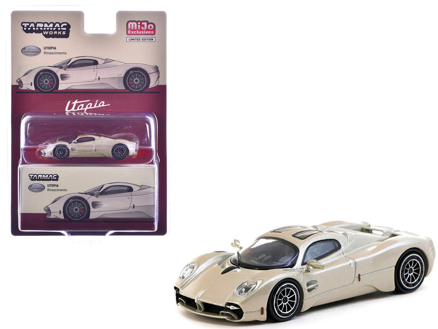Pagani Utopia Rinascimento Silver Metallic "Global64" Series 1/64 Diecast Model by Tarmac Works free shipping USA