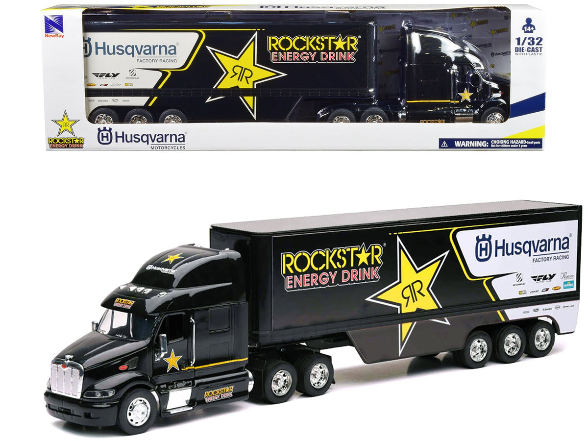 Rapid Vehicles Peterbilt 387 Semi-Truck Black "Rockstar Energy Drink - Husqvarna Factory Racing"...