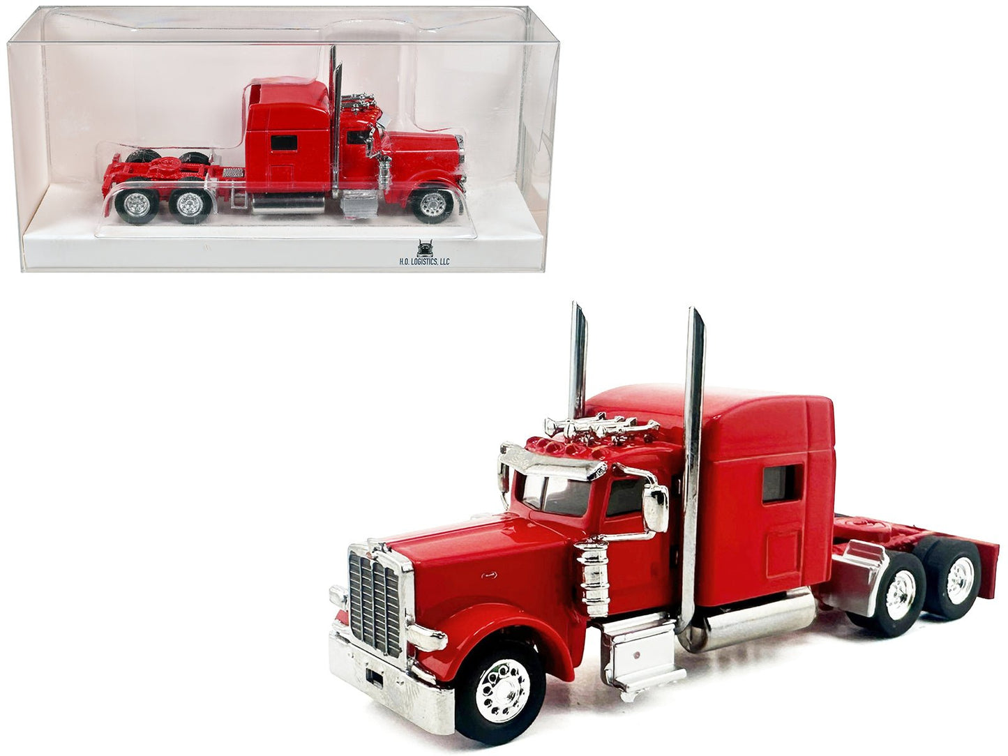 Peterbilt 389 Truck Tractor with Sleeper Cab Red 1/87 (HO) Scale Plastic Model Car by HO Logistics free shipping USA