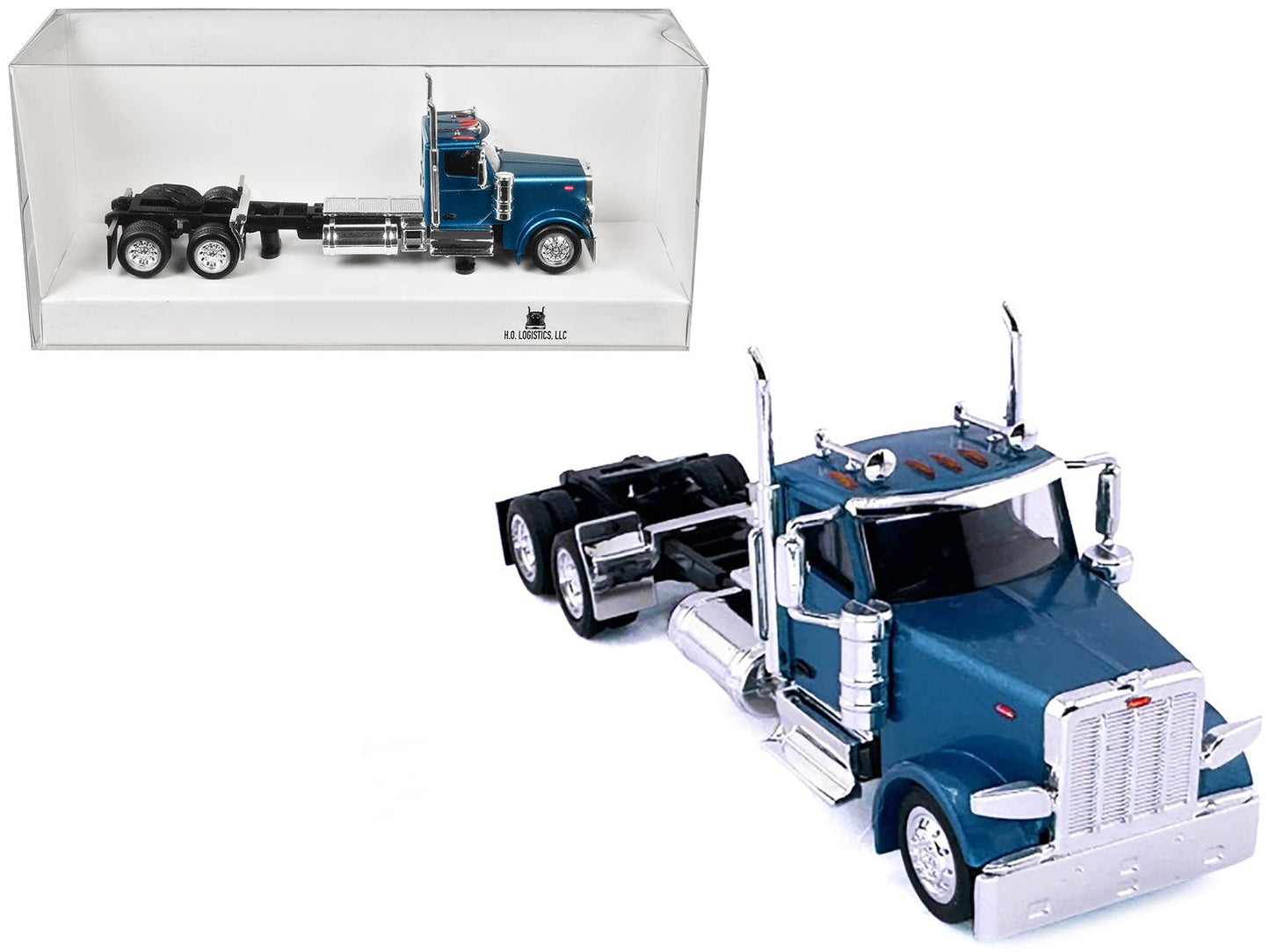Peterbilt 589 2-Axel Day Cab Blue Metallic 1/87 (HO) Plastic Model Car by HO Logistics free shipping USA