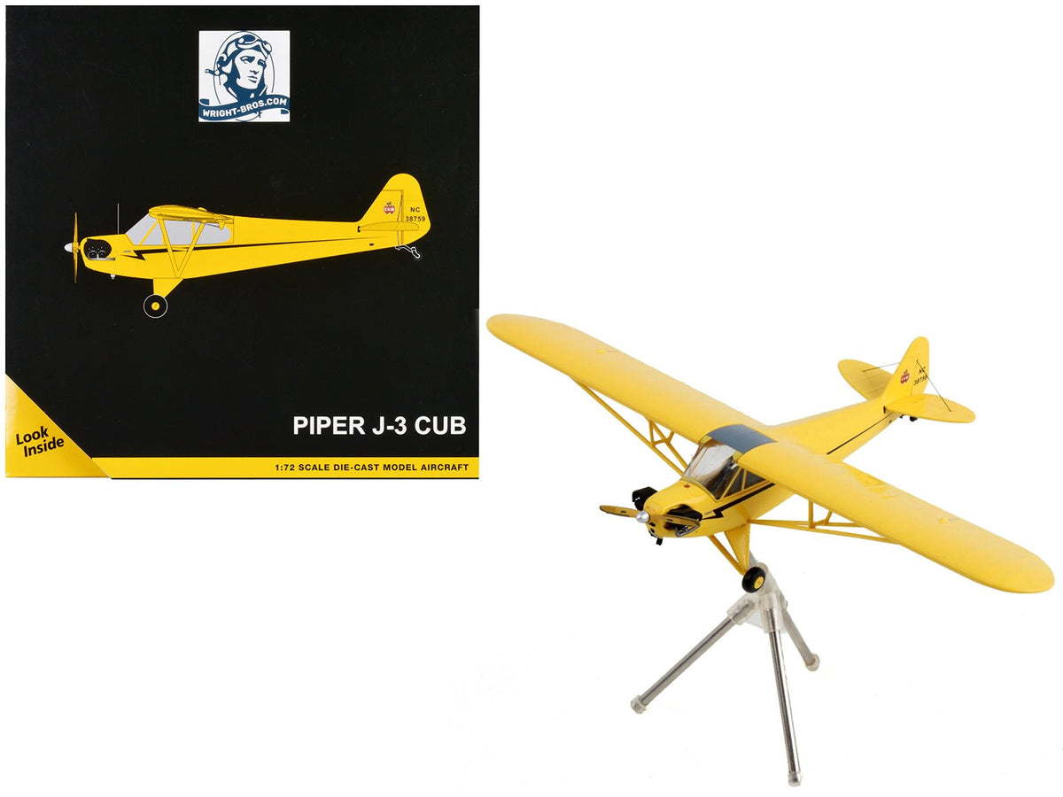 Rapid Vehicles Piper J-3 Cub Light Aircraft "NC 38759" Yellow with Black Stripes "Gemini General...