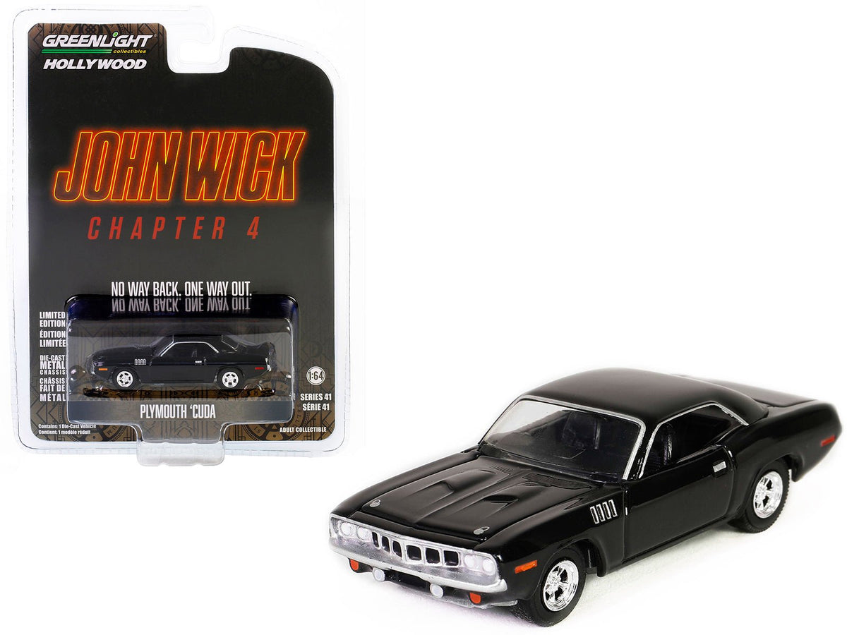 Rapid Vehicles Plymouth Barracuda Black "John Wick: Chapter 4" (2023) Movie "Hollywood Series"...