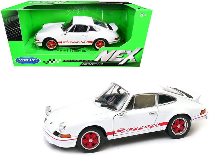 Rapid Vehicles Porsche 911 Carrera RS 2.7 White with Red Stripes "NEX Models" 1/24 Diecast Model...