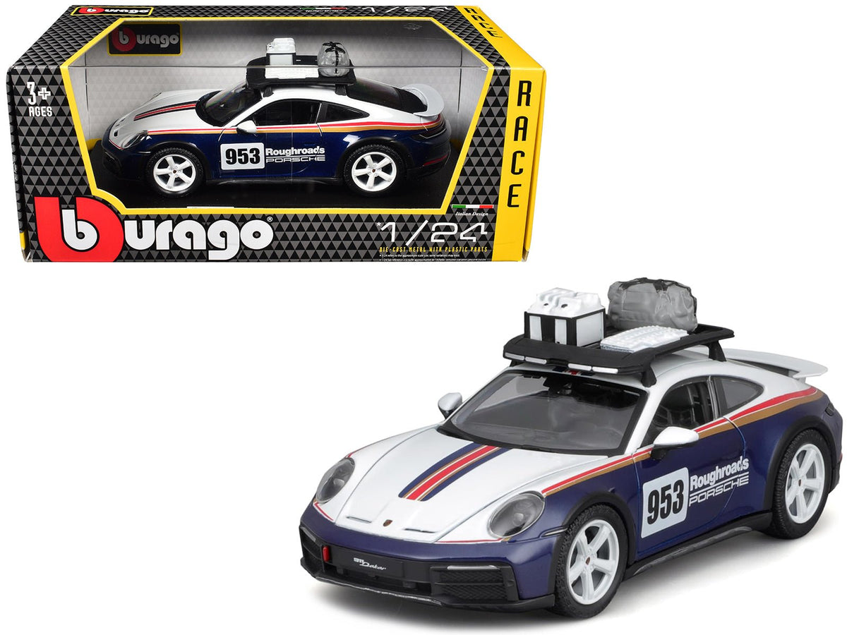 Rapid Vehicles Porsche 911 Dakar #953 "Roughroads Porsche" Blue and White with Stripes and Roof...