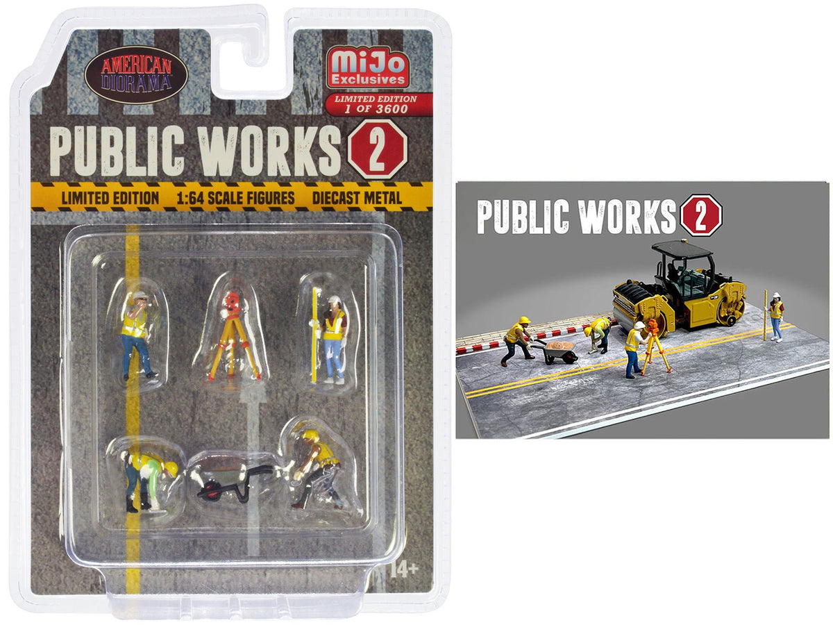Rapid Vehicles "Public Works 2" 6 piece Diecast Figure Set (4 Figures 1 camera 1 wheelbarrow)...