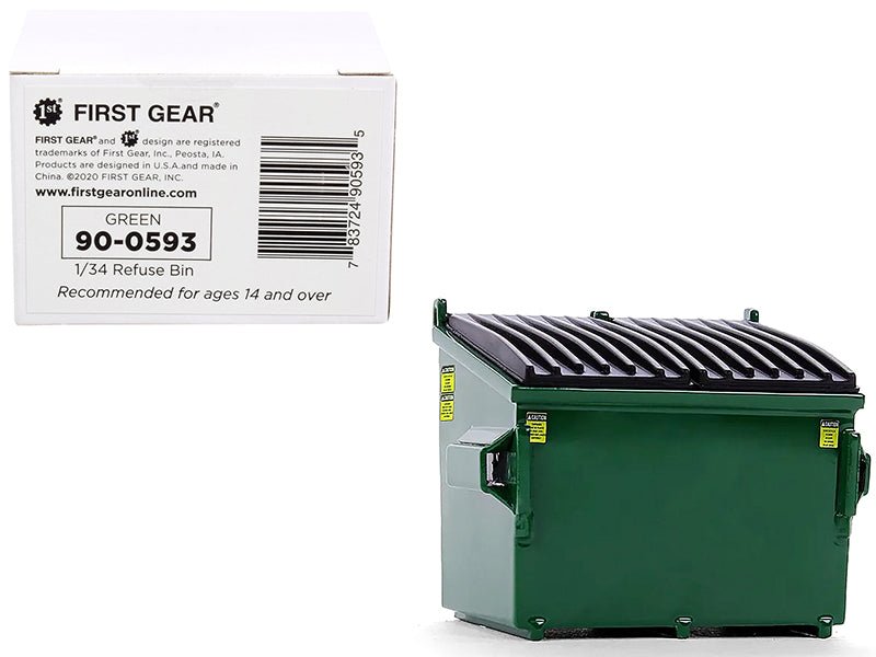 Refuse Trash Bin Green 1/34 Diecast Model by First Gear free shipping USA